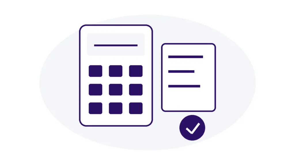 Ilustração de planejamento financeiro com calculadora, orçamento e organização de despesas.